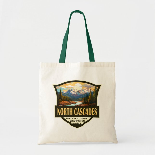 North Cascades National Park Illustration Travel Tote Bag (Front)