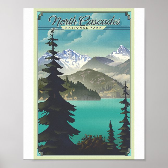 North Cascades National Park Litho Artwork Poster (Front)