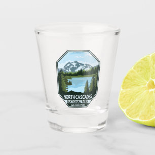 North Cascades National Park Minimal Retro Emblem Shot Glass
