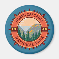 North Cascades National Park Retro Compass Emblem