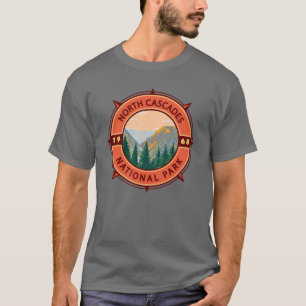 North Cascades National Park Retro Compass Emblem T-Shirt