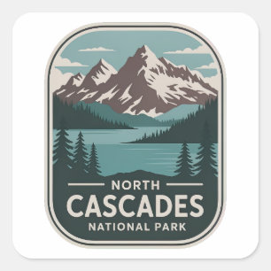 North Cascades National Park Vintage Badge Square Sticker