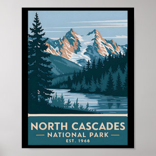 North Cascades National Park Vintage Camping Men W Poster