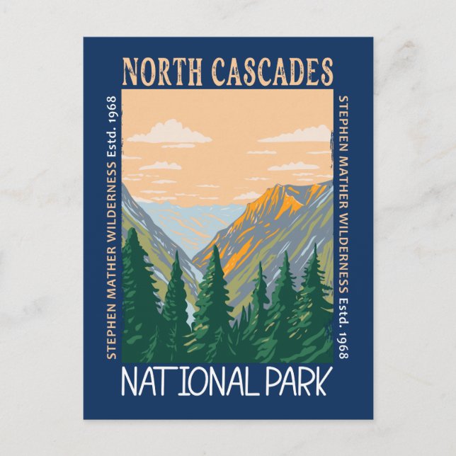 North Cascades National Park Vintage Distressed Postcard (Front)