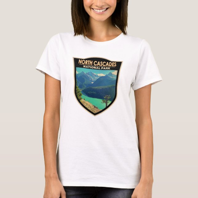North Cascades National Park Washington Watercolor T-Shirt (Front)