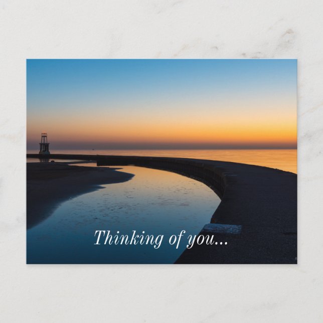 North Chicago Lighthouse Dawn Thinking Of You Postcard (Front)