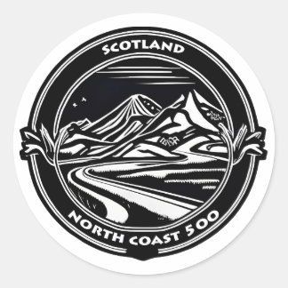 north coast 500 scotland classic round sticker