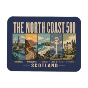 North Coast 500 Scotland Landmarks Illustration Magnet