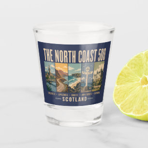 North Coast 500 Scotland Landmarks Illustration Shot Glass