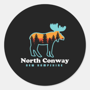 North Conway New Hampshire Moose Mountains Classic Round Sticker