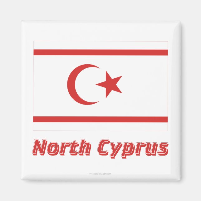 North Cyprus Flag with Name Magnet (Front)