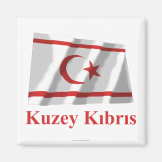 North Cyprus Waving Flag with Name in Turkish Magnet
