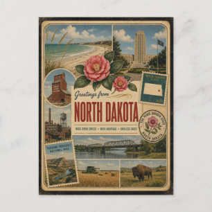 North Dakota Authentic Vintage Style Postcard