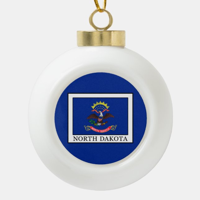 North Dakota Ceramic Ball Christmas Ornament (Front)