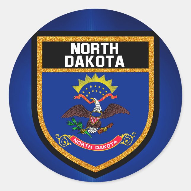 North Dakota Flag Classic Round Sticker (Front)