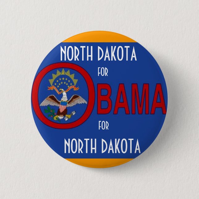 NORTH DAKOTA FOR OBAMA Button (Front)