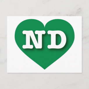 North Dakota Green Heart - I love ND Postcard