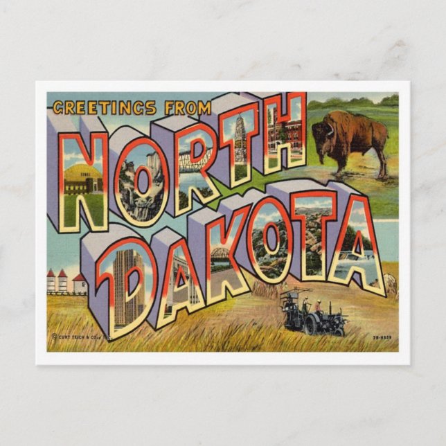 North Dakota Greetings From US States Postcard (Front)