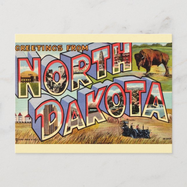 North Dakota Greetings Postcard (Front)