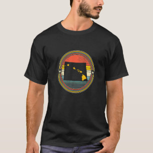 North Dakota Hawaii Roots Origine State Map Retro T-Shirt