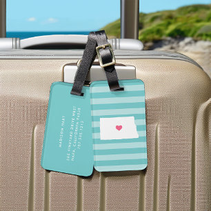 North Dakota Heart   Home State Luggage Tag