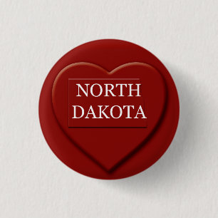 North Dakota Heart Map Design Button