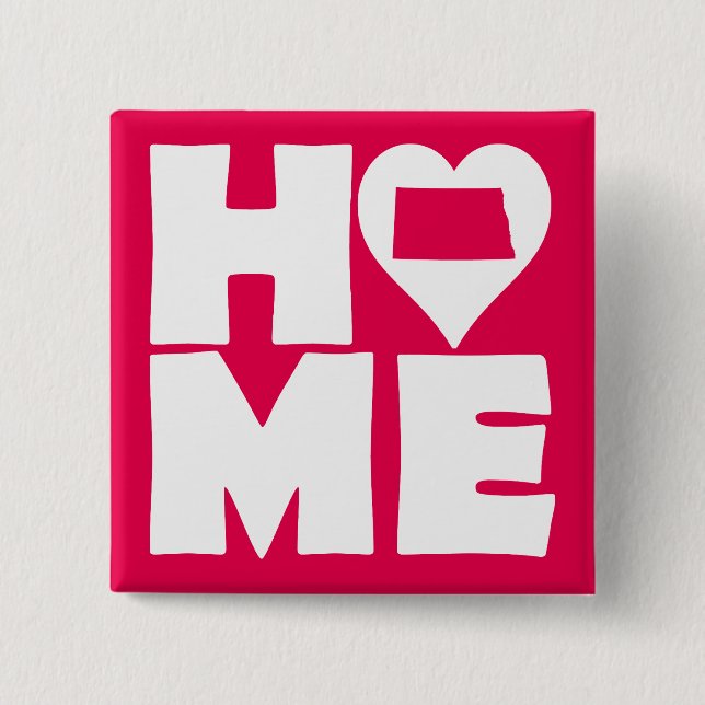 North Dakota Home Heart State Button Badge Pin (Front)
