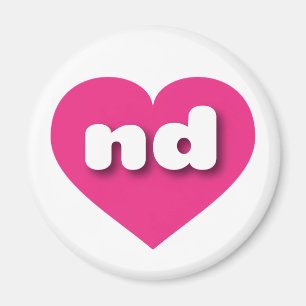 North Dakota hot pink heart - I love nd Magnet