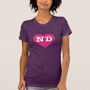 North Dakota Hot Pink Heart - I love ND T-Shirt