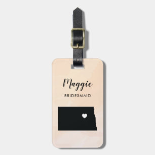 North Dakota Map Luggage Tag, Wedding Party Tag