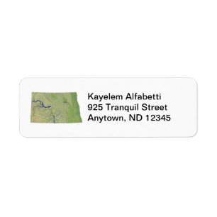 North Dakota Map Return Address Label