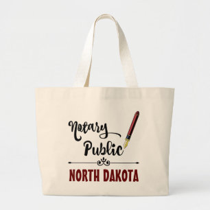North Dakota Notary Public Ink Pen Large Tote Bag