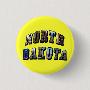 North Dakota Picture Text 3 Cm Round Badge