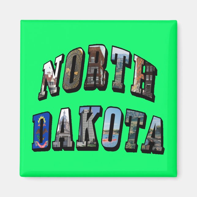 North Dakota Picture Text Magnet (Front)