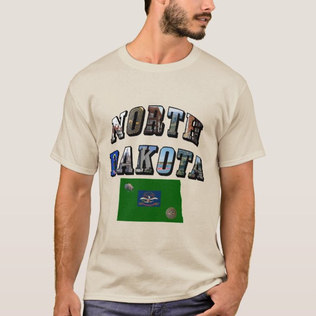 North Dakota Picture Text T-Shirt (Front)