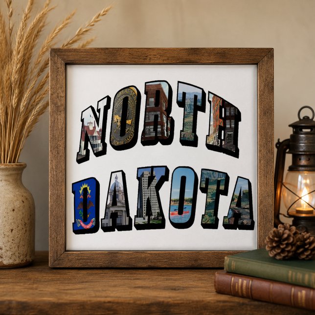 North Dakota Picture Text Tile (North Dakota Picture Text Ceramic Tile)