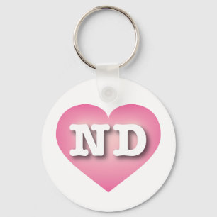 North Dakota Pink Fade Heart - Big Love Key Ring