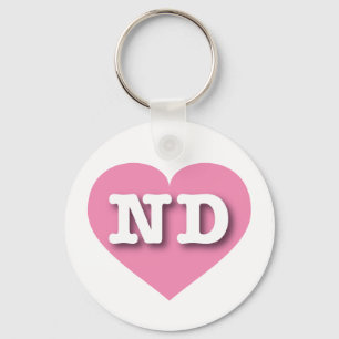 North Dakota Pink Heart - I love ND Key Ring