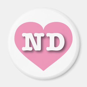 North Dakota Pink Heart - I love ND Magnet
