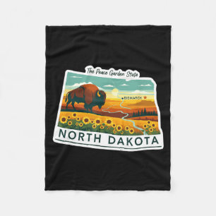 North dakota pride bison illustration  fleece blanket