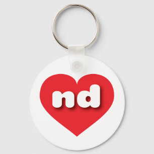 North Dakota Red Heart - I love ND Key Ring