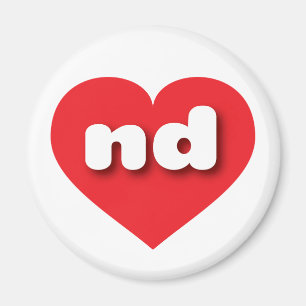 North Dakota Red Heart - I love ND Magnet