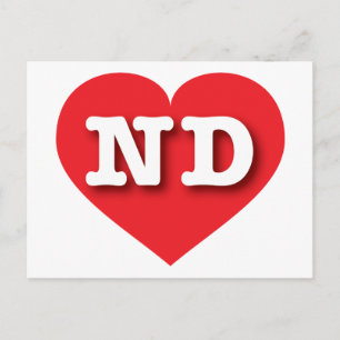 North Dakota Red Heart - I love ND Postcard