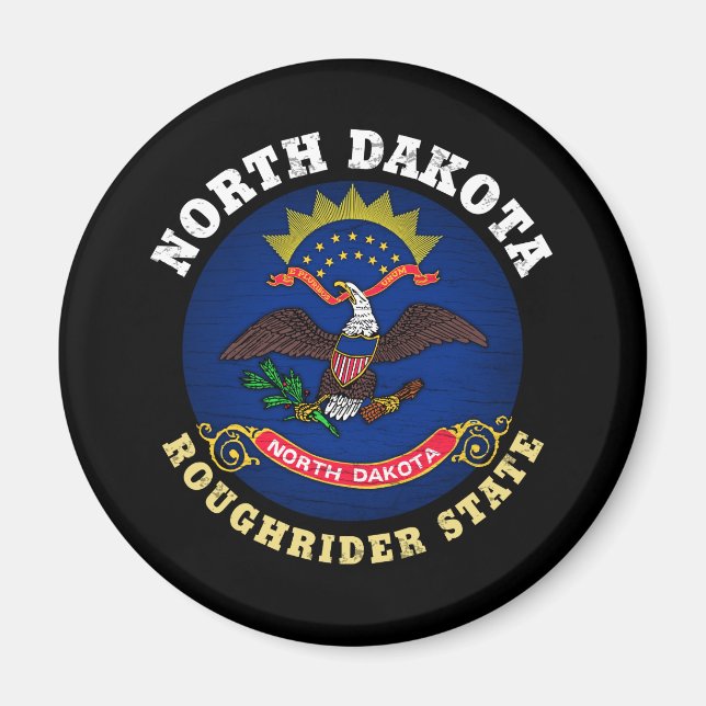 NORTH DAKOTA ROUGHRIDER STATE FLAG MAGNET (Front)