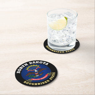 NORTH DAKOTA ROUGHRIDER STATE FLAG ROUND PAPER COASTER