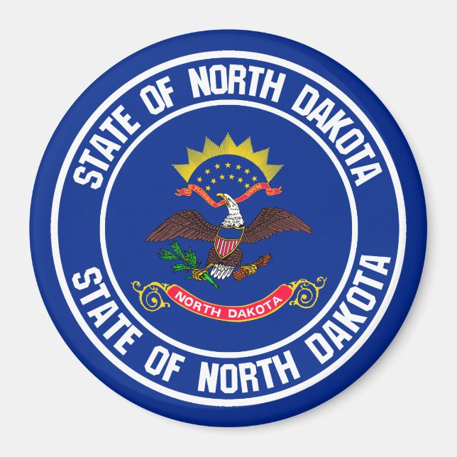 North Dakota Round Emblem Magnet (Front)