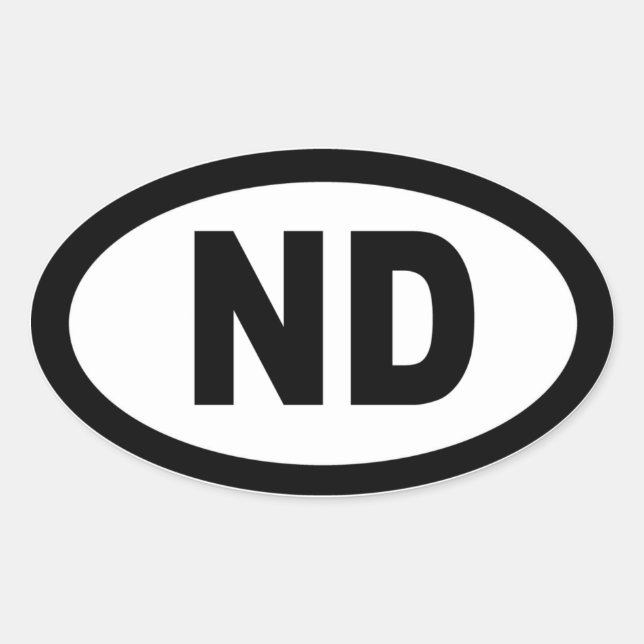North Dakota - sheet of 4 oval car stickers (Front)