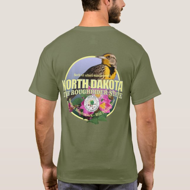 North Dakota State Bird & Flower T-Shirt (Back)