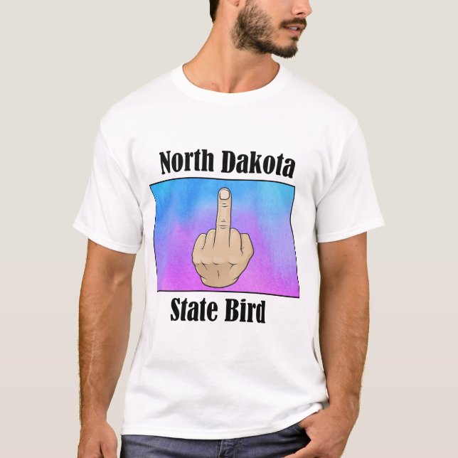 North Dakota state bird t-shirt middle finger (Front)