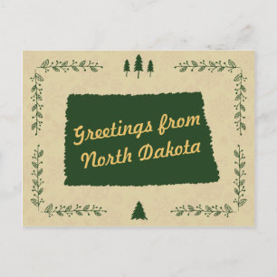 North Dakota State Christmas Holiday Greetings Postcard